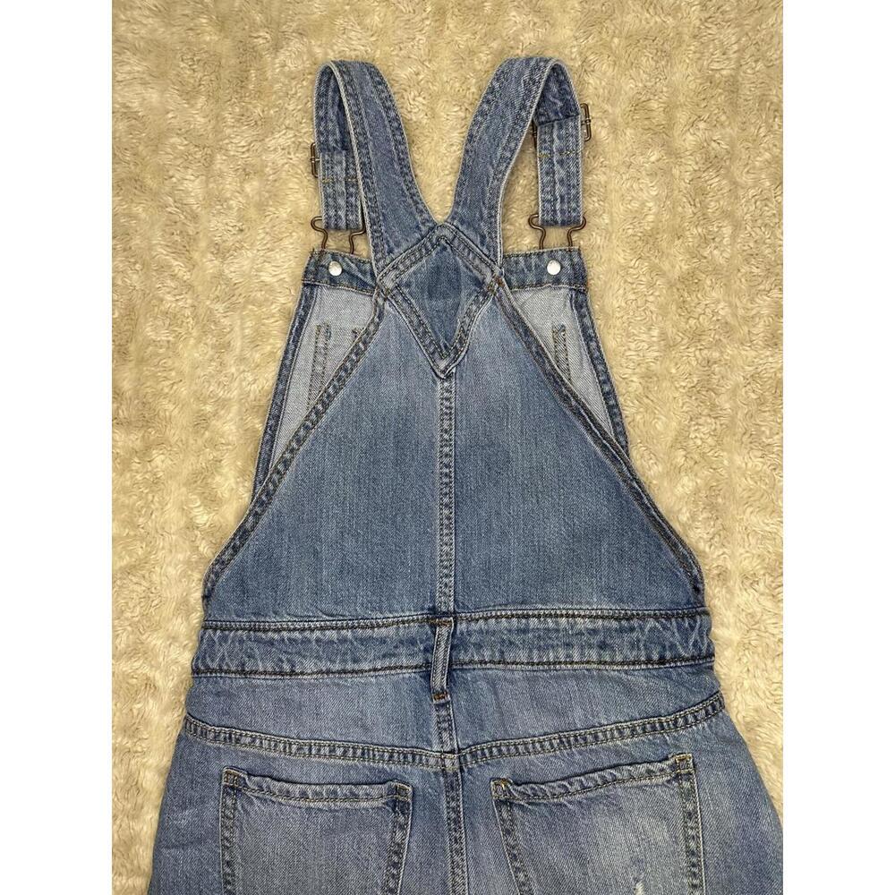 GAP Kids distressed denim cuffed short overalls/shortalls Size Large (10-11) - Picture 5 of 11